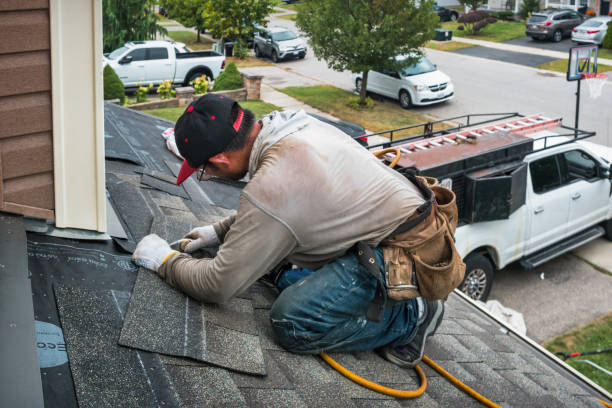 Professional Roof Replacement technician working in Santiago, MN